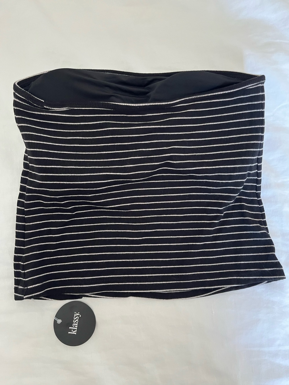 Klassy Network Black and White Striped Tube Top Brami - Picture 3 of 6